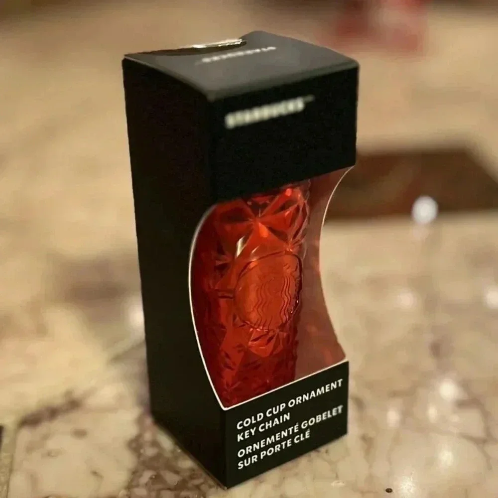 NEW Starbucks Holiday 2023 Poinsettia Red Prism Mini Tumbler Ornament Keychain